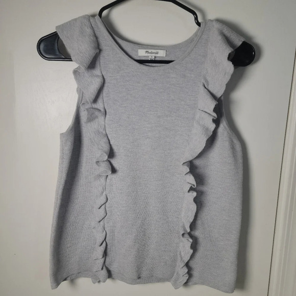 Madewell Sweaters - Madewell Gray Ruffled Sweater Tank |  Madewell Sweater | Madewell Tank | Size Sm